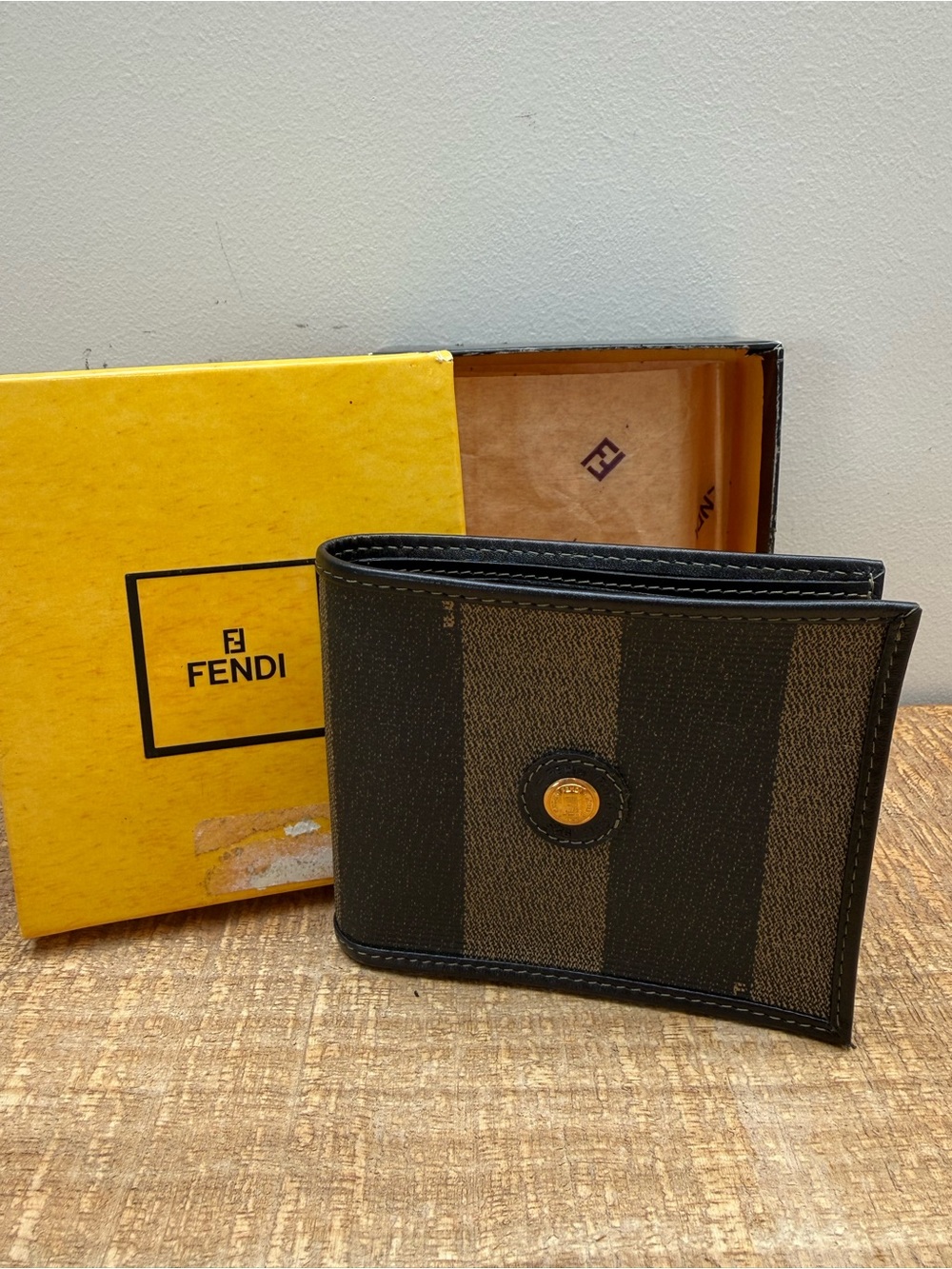 Vintage Fendi Pequin Stripe Bifold Wallet - Authentic -Italy